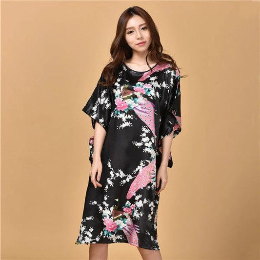 Printed peacock plus size nightdress by GJG Denim