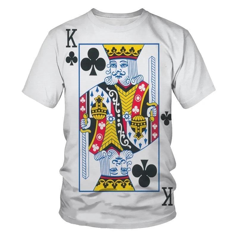 Poker Men's T-shirt 3D Digital Printing Short Sleeve by GJG Denim
