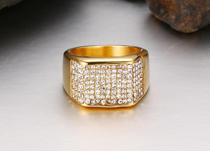 Men's Titanium Steel Zircon Ring by GJG Denim