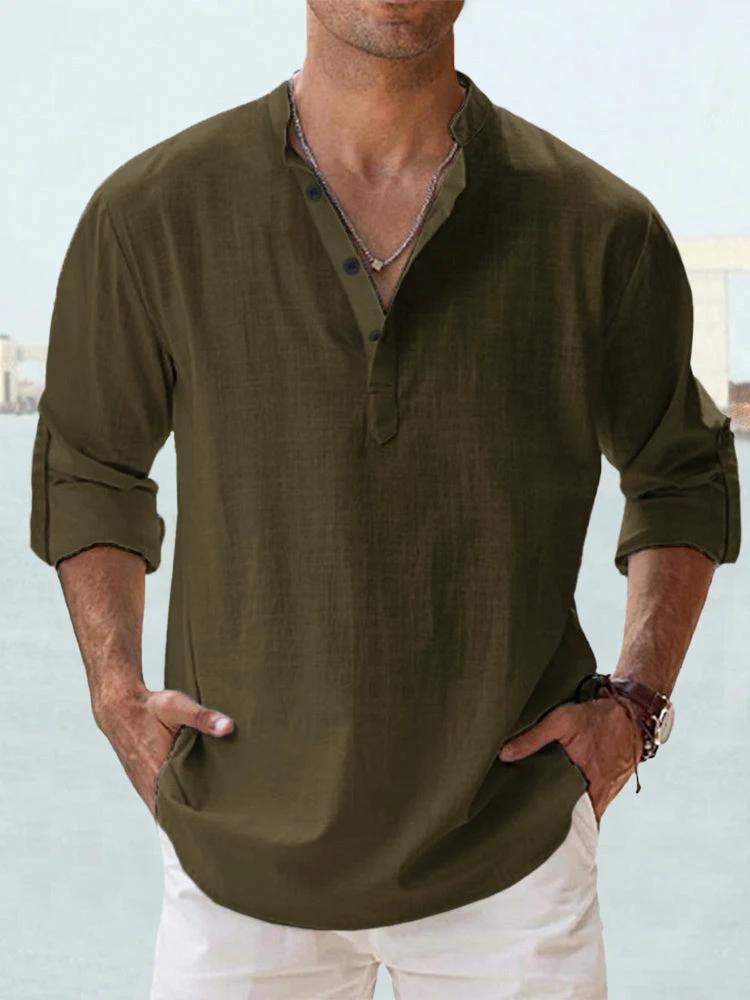 Men's Casual Cotton Linen Loose Shirts by GJG Denim