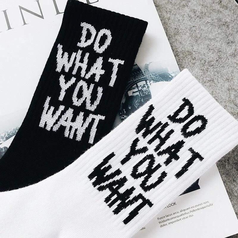 Retro Skateboard "Do What You Want" Tube Socks For Men by GJG Denim
