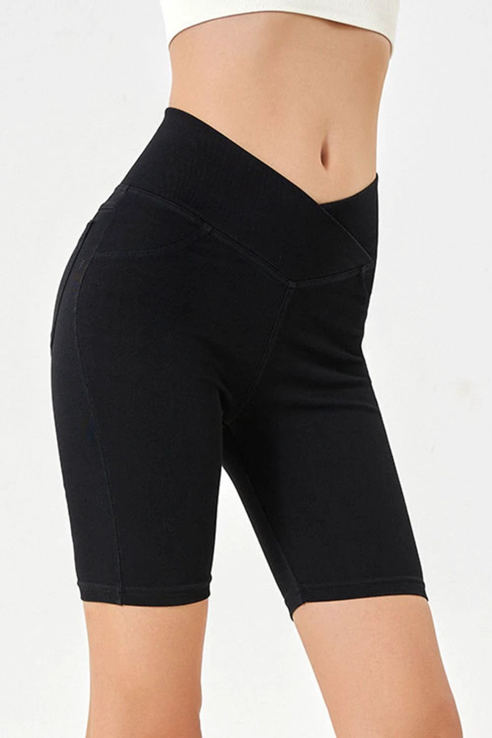 Basic Bae Asymmetrical Waist Denim Shorts with Pockets by Lady Ros