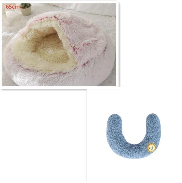 2 In 1 Dog And Cat Bed Pet Winter Bed Round Plush Warm Bed House Soft Long Plush Pets Bed Pet Products by GJG Denim