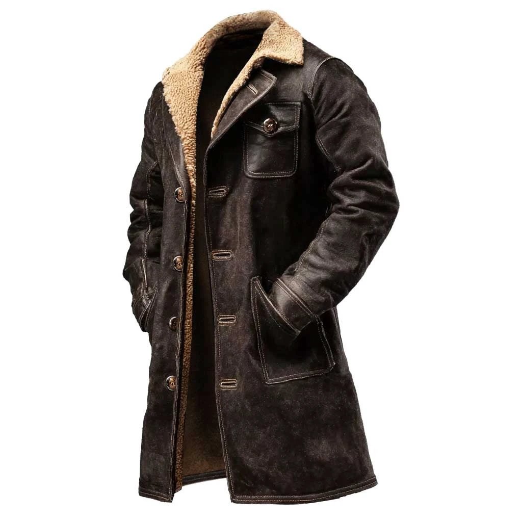 Men's Vintage Dark Brown Suede Jacket by GJG Denim
