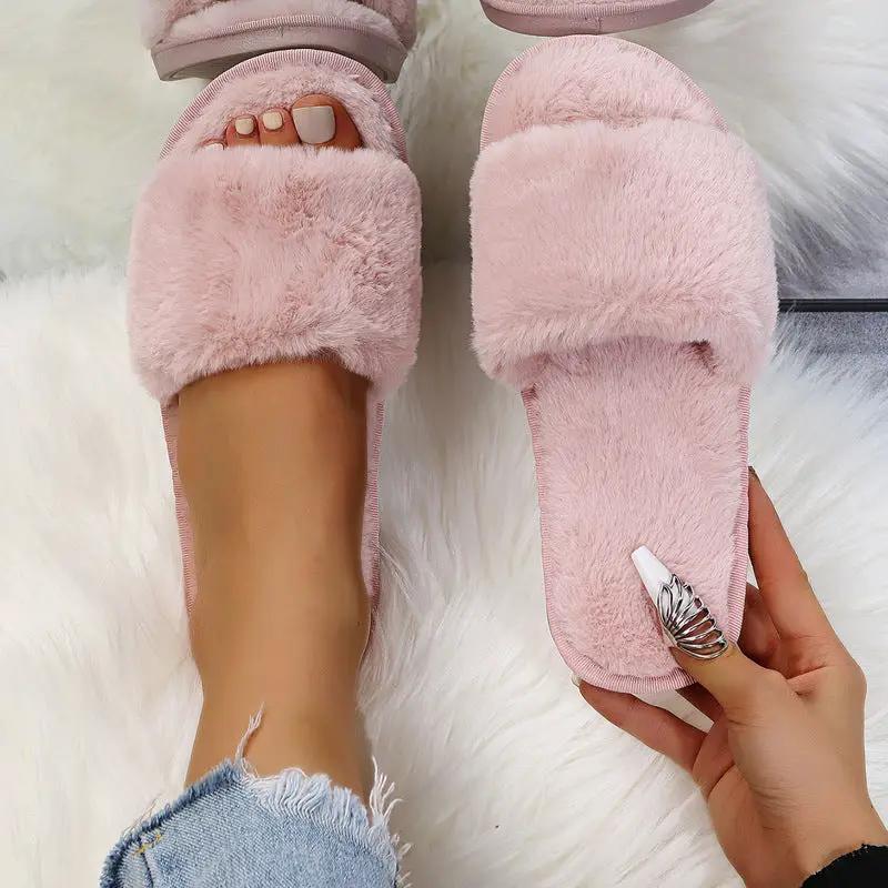 Women's Indoor Plush Flat Slippers by GJG Denim