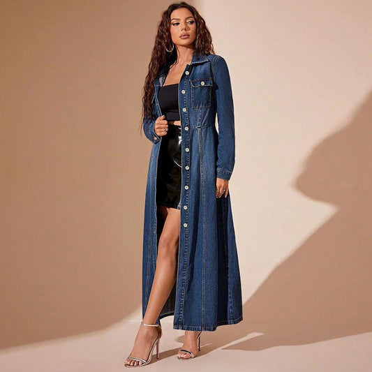 Denim Button Cardigan Jacket Dress by GJG Denim