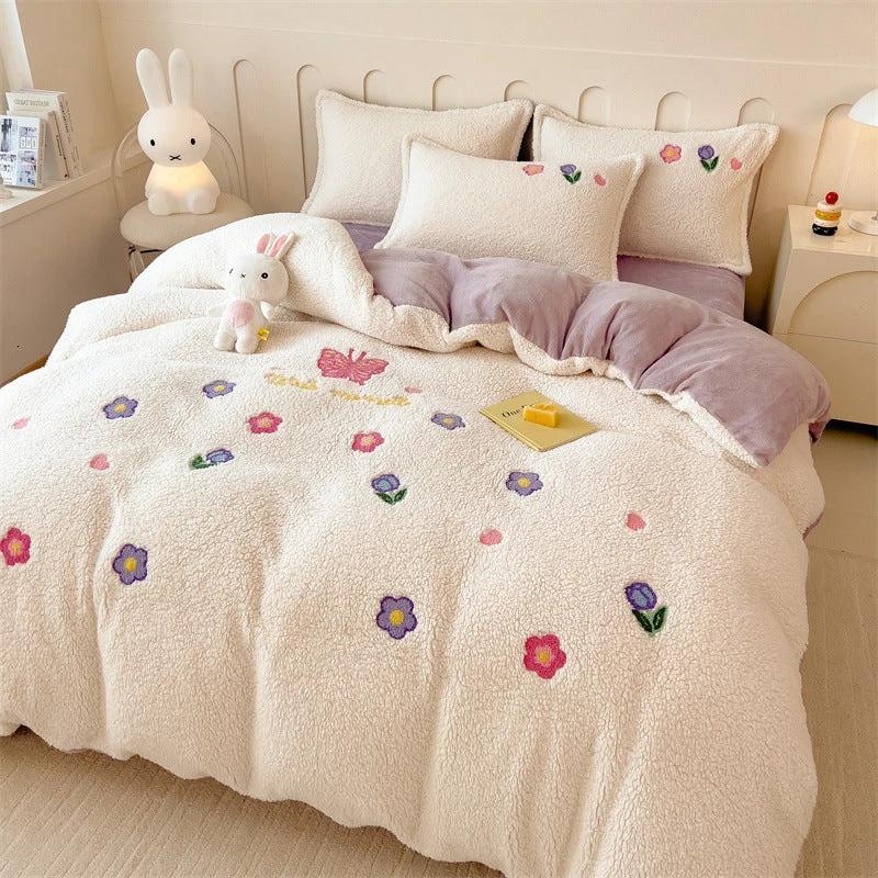 Plush Towel Embroidery Duvet Cover Four-piece Set by GJG Denim