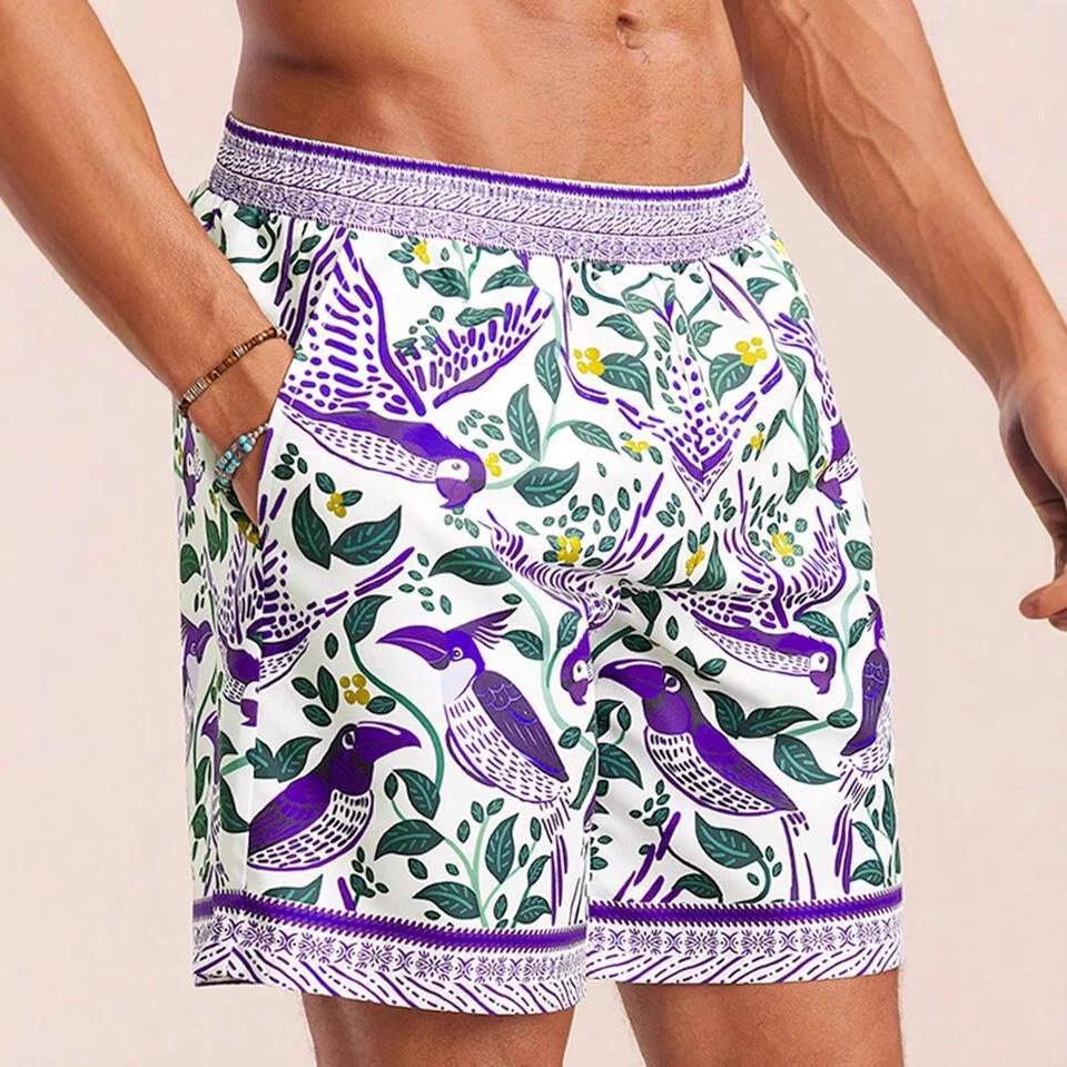 Men's Pocket Decorative Four-sided Stretch 3d Printed Thin Youth Casual Shorts by GJG Denim