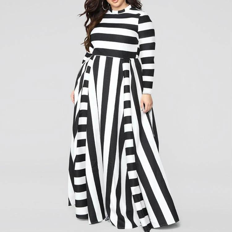 Loose Women''s Dress Plus Size Striped Woman's Dress by GJG Denim