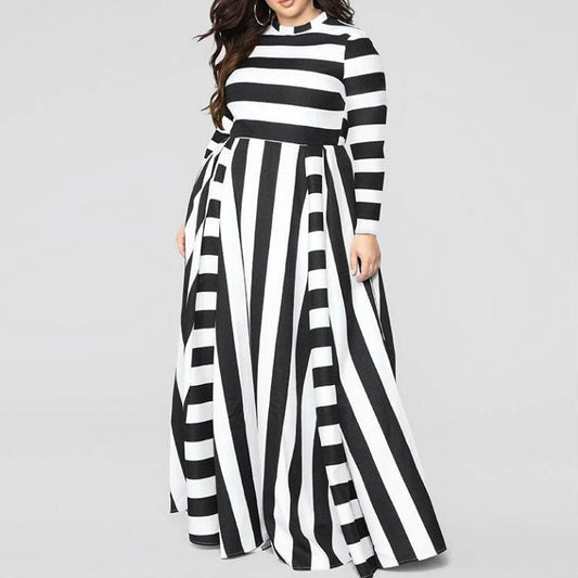 Loose Women''s Dress Plus Size Striped Woman's Dress by GJG Denim
