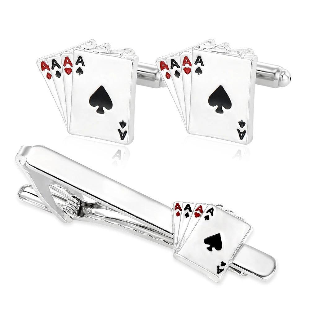 Men's Poker Cufflinks and Tie Clip by GJG Denim