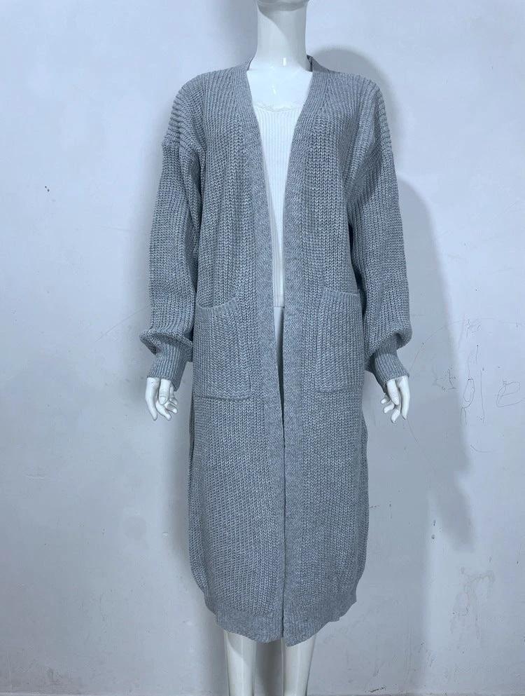 Women's Knitted Plus Size Long Cardigan w/ Pocket by GJG Denim