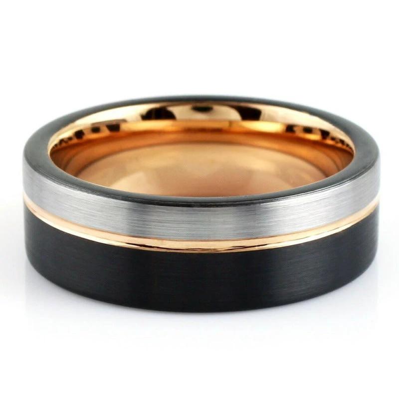 Trendy 8mm Black Tungsten Carbide Ring by GJG Denim