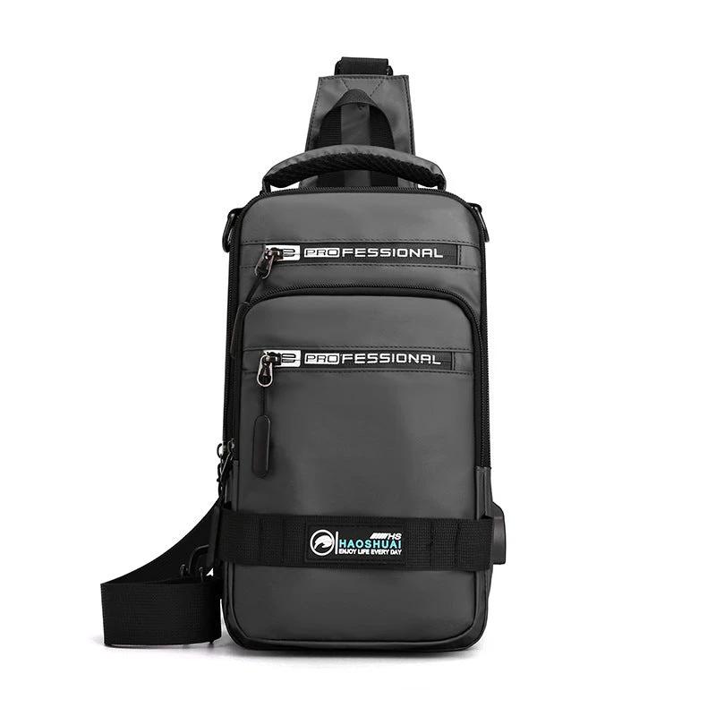 Multifunction Bags For Men Nylon Backpack Crossbody Shoulder Bag With USB Charging Port Chest Bags Pack by GJG Denim