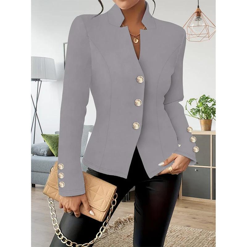 Women Casual Blazers Long Sleeve Business Outerwear Slim Fitting Single Breasted Jacket by GJG Denim