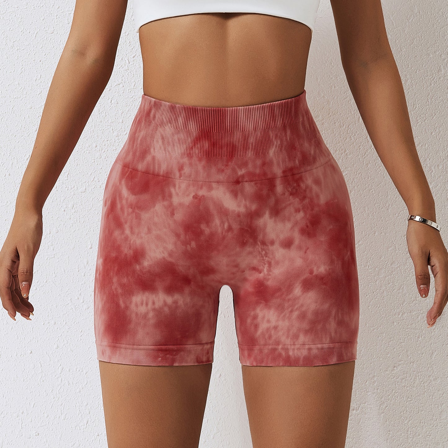 Splash Dyed Seamless Yoga Shorts For Women by GJG Denim