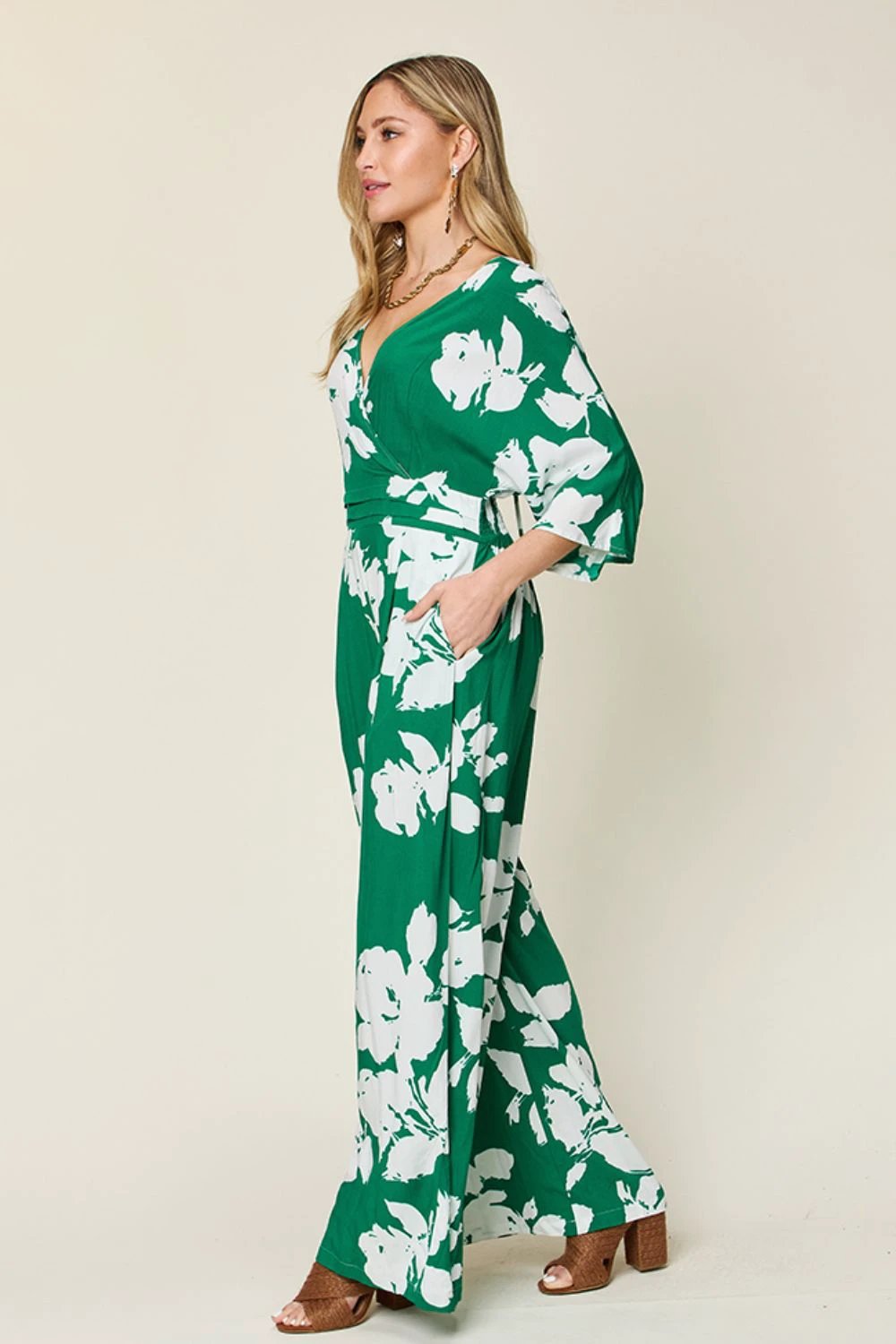 Printed Tie-Back Wide-Leg Jumpsuit by Lady Ros