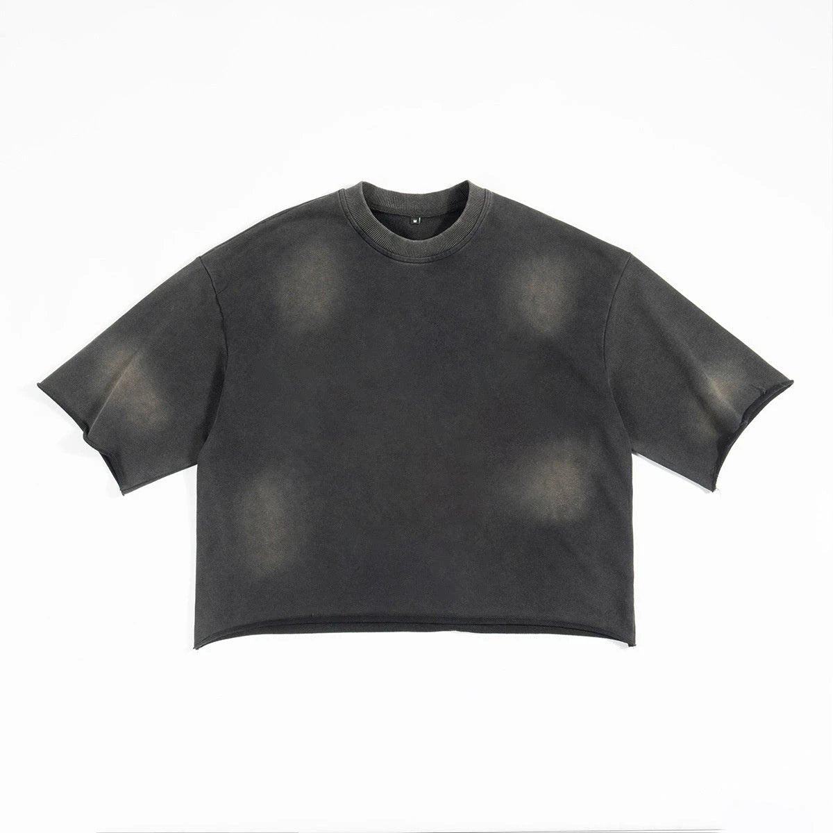 Terry Distressed T-shirt Men's High Street Loose Edge Washed-out Vintage by GJG Denim