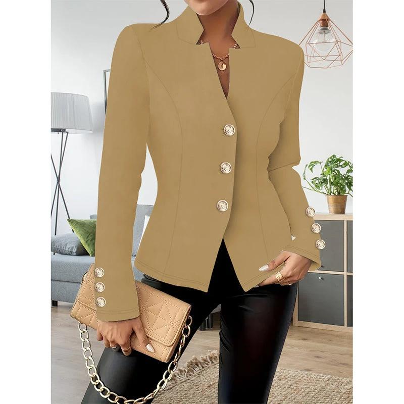 Women Casual Blazers Long Sleeve Business Outerwear Slim Fitting Single Breasted Jacket by GJG Denim