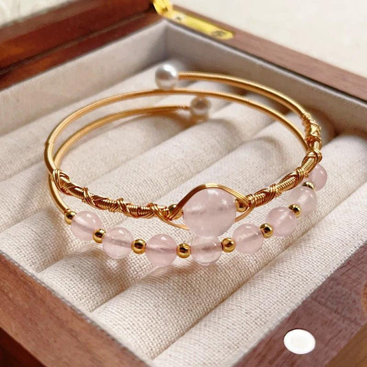 Tiger Eye Lime Moonstone Pearl Strawberry Crystal Jade Bracelet by GJG Denim