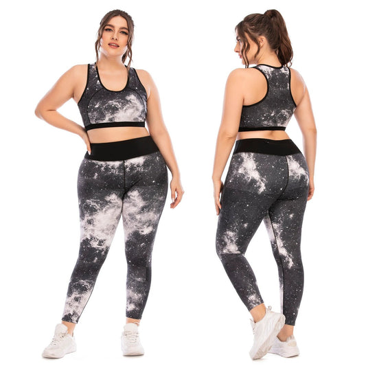 Workout Clothes Suit Plus Size Yoga Clothes Tight-fitting Pants Sports Bra by GJG Denim