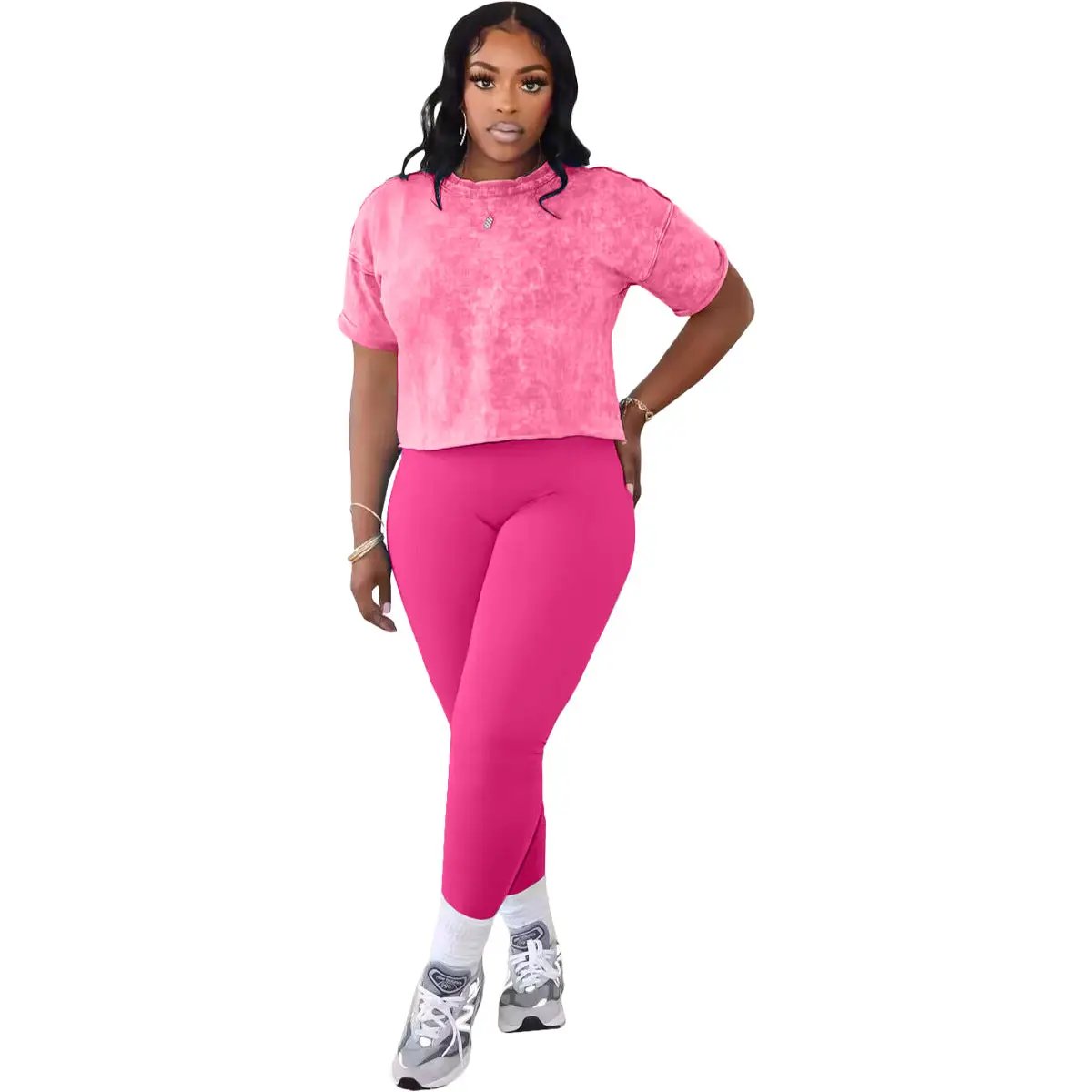 Women's Printed Casual Sports Two-Piece Set by GJG Denim