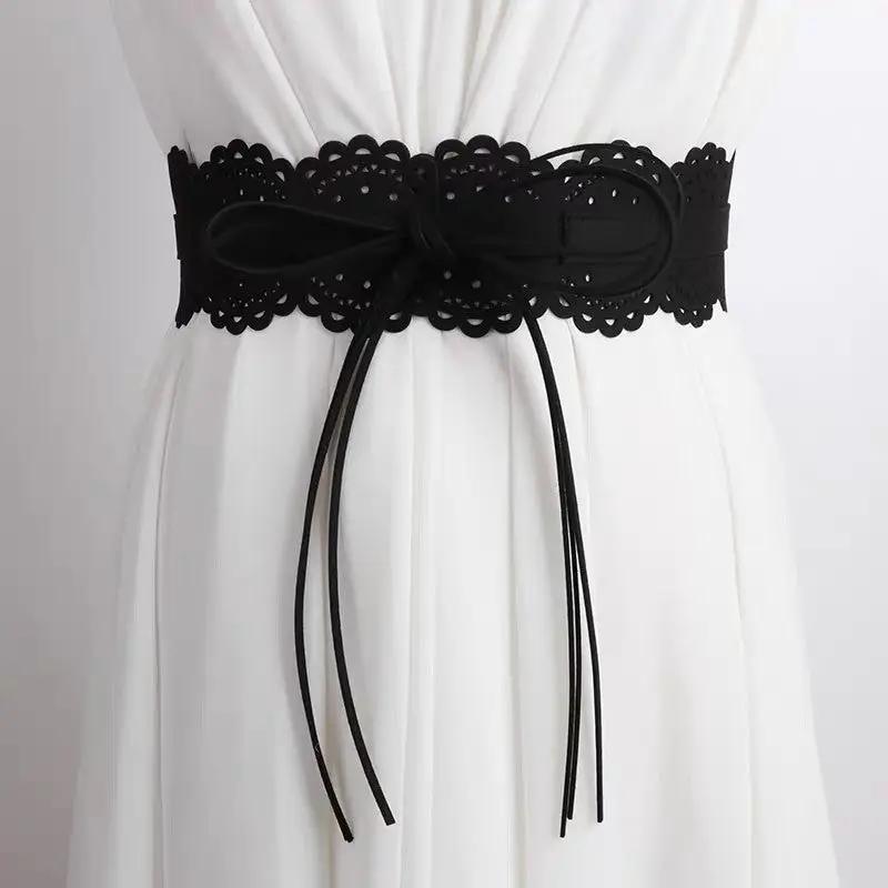 Fashionable All-Match Lace Fringe Strap Wide Waist Cincher by GJG Denim