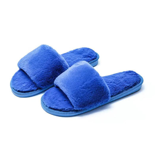 Fleece slippers women's one-word cotton slippers by GJG Denim