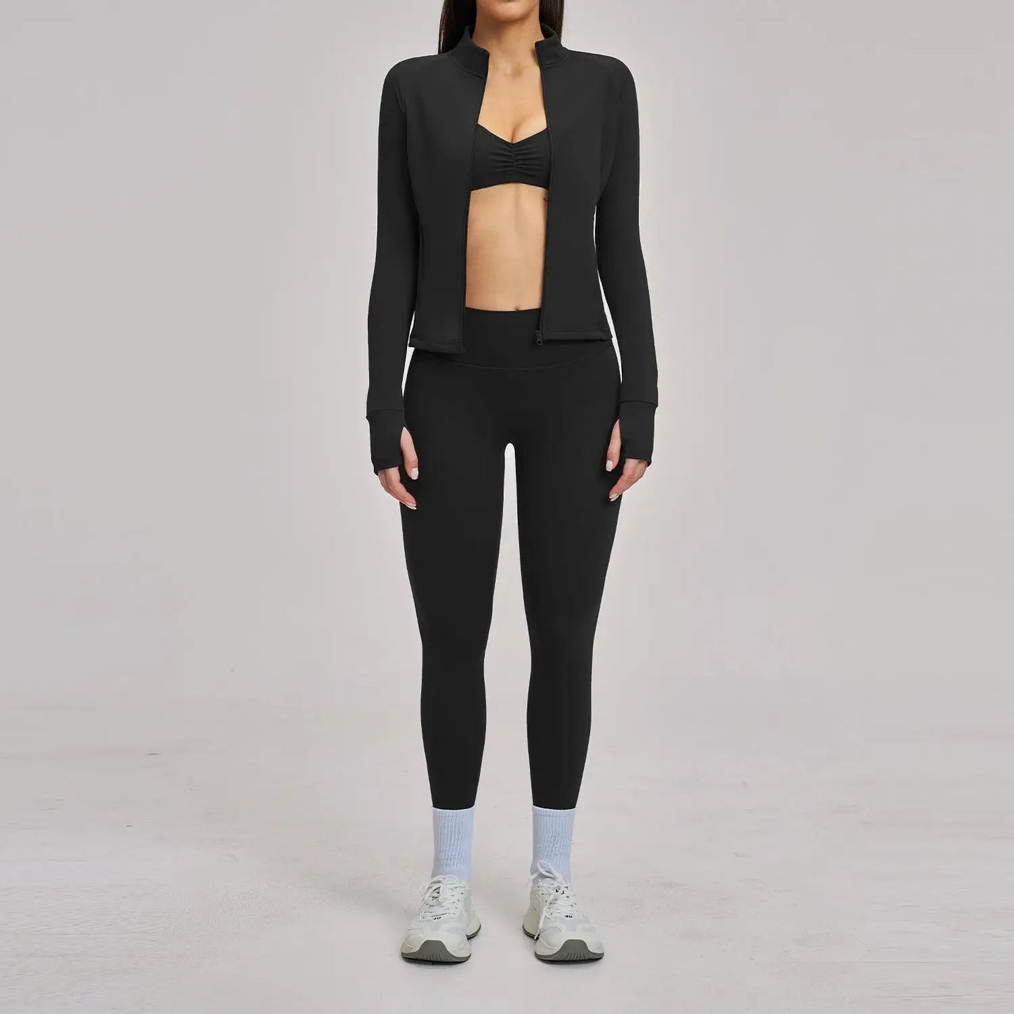Brushed Zipper Casual Set For Women by GJG Denim