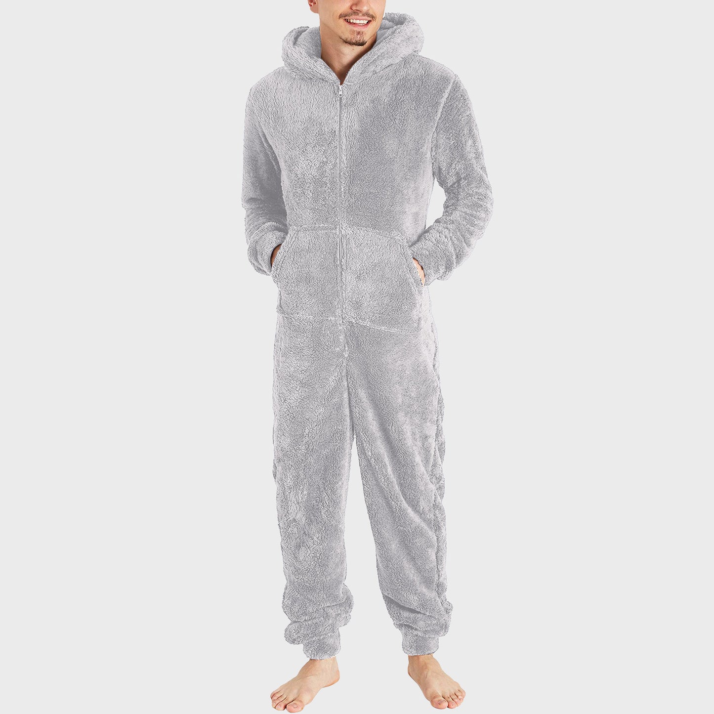 Men's Fashion Zipper Thermal Plush Jumpsuit Pajamas by GJG Denim