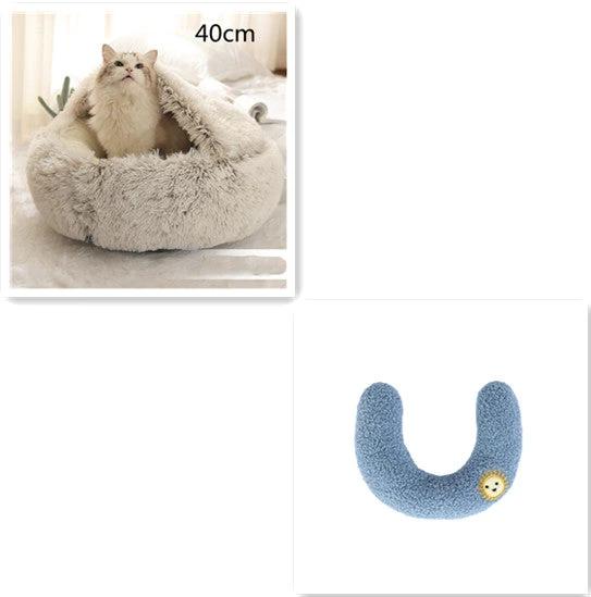 2 In 1 Dog And Cat Bed Pet Winter Bed Round Plush Warm Bed House Soft Long Plush Pets Bed Pet Products by GJG Denim