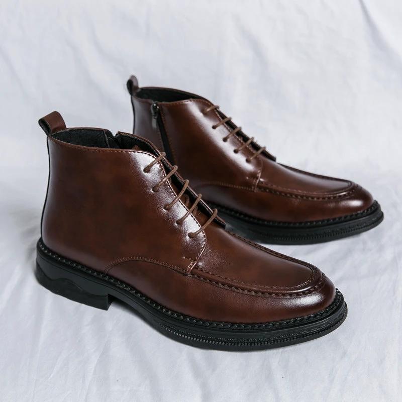 Men's Fall And Winter High-top Mid-cut Martin Boots Casual by GJG Denim