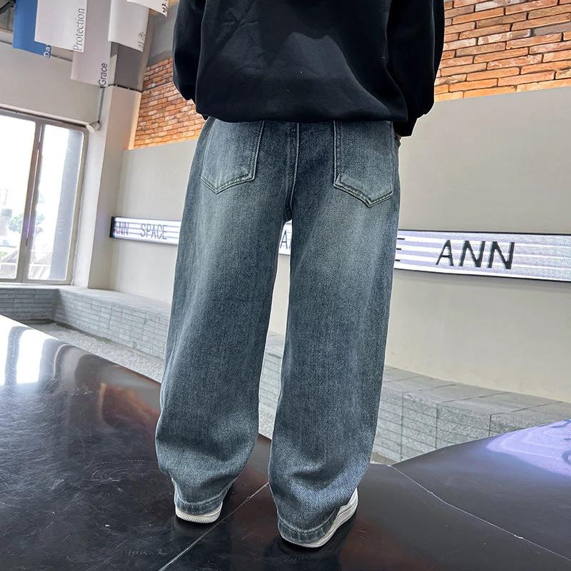 Trendy Boys Straight Loose Jeans Solid Color by GJG Denim