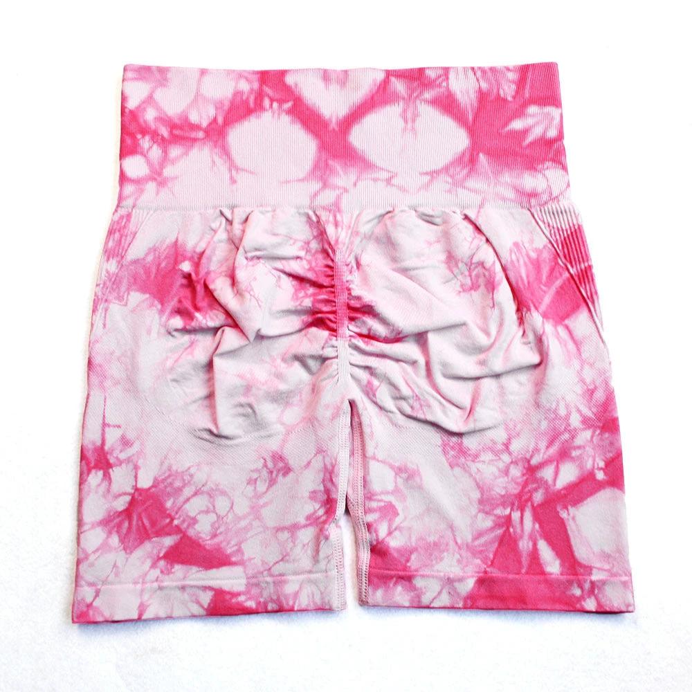 Tie-dye Printed Yoga Pants Summer Quick-drying Fitness Shorts Sexy High-waisted Hip-lifting Leggings Women Pants by GJG Denim