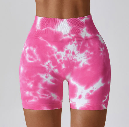 Splash Dyed Seamless Yoga Shorts For Women by GJG Denim