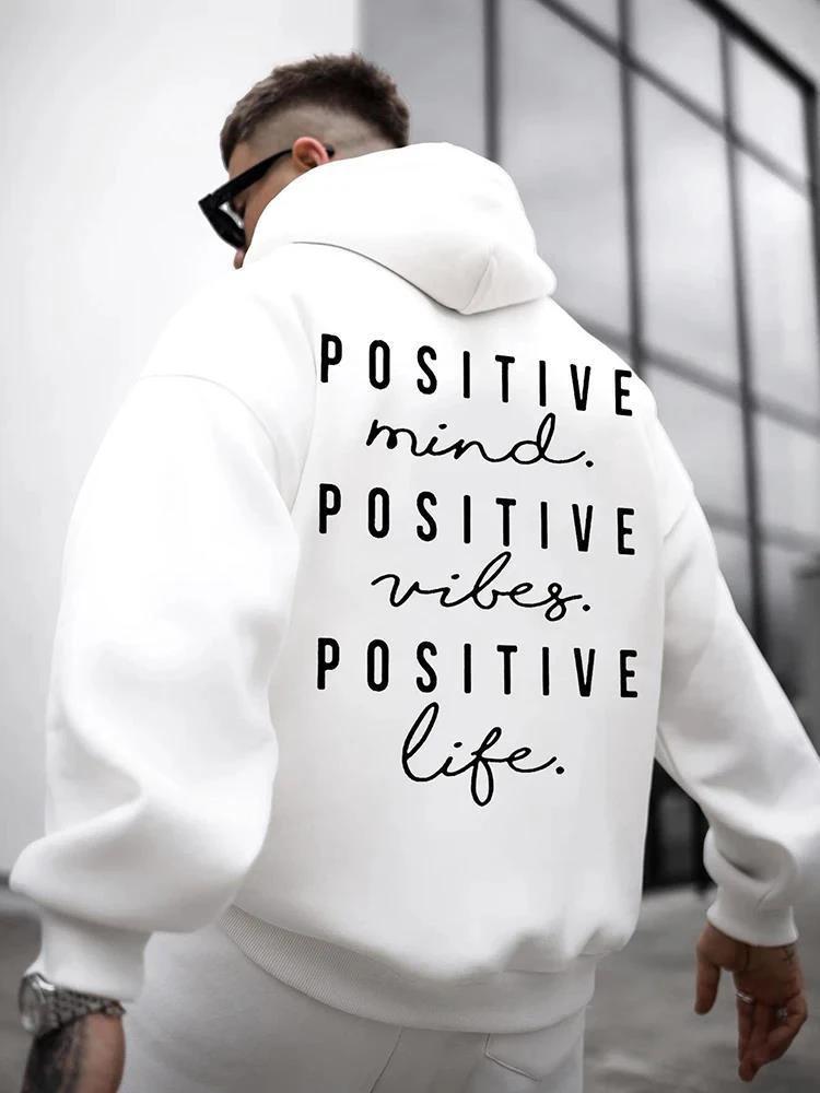 Men's Letter Print Hooded Sweater by GJG Denim