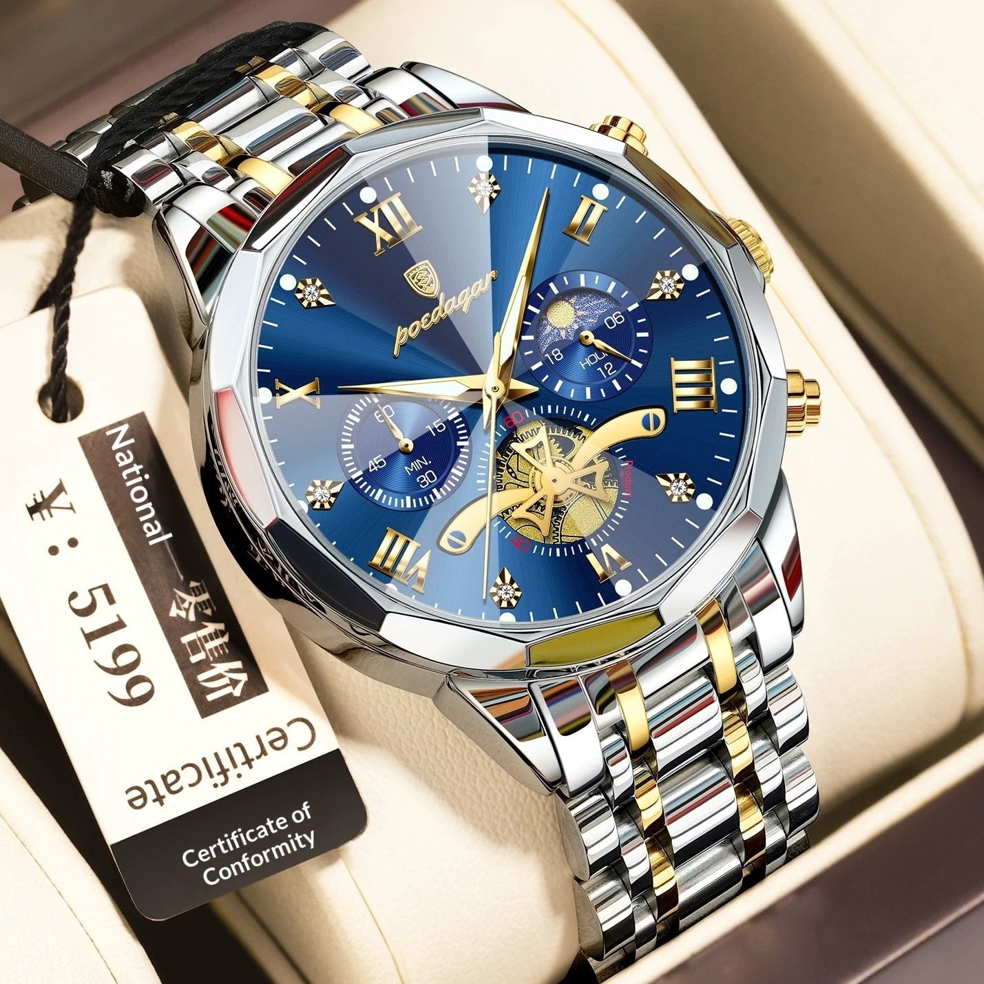Waterproof Multifunctional Quartz Watch For Men by GJG Denim