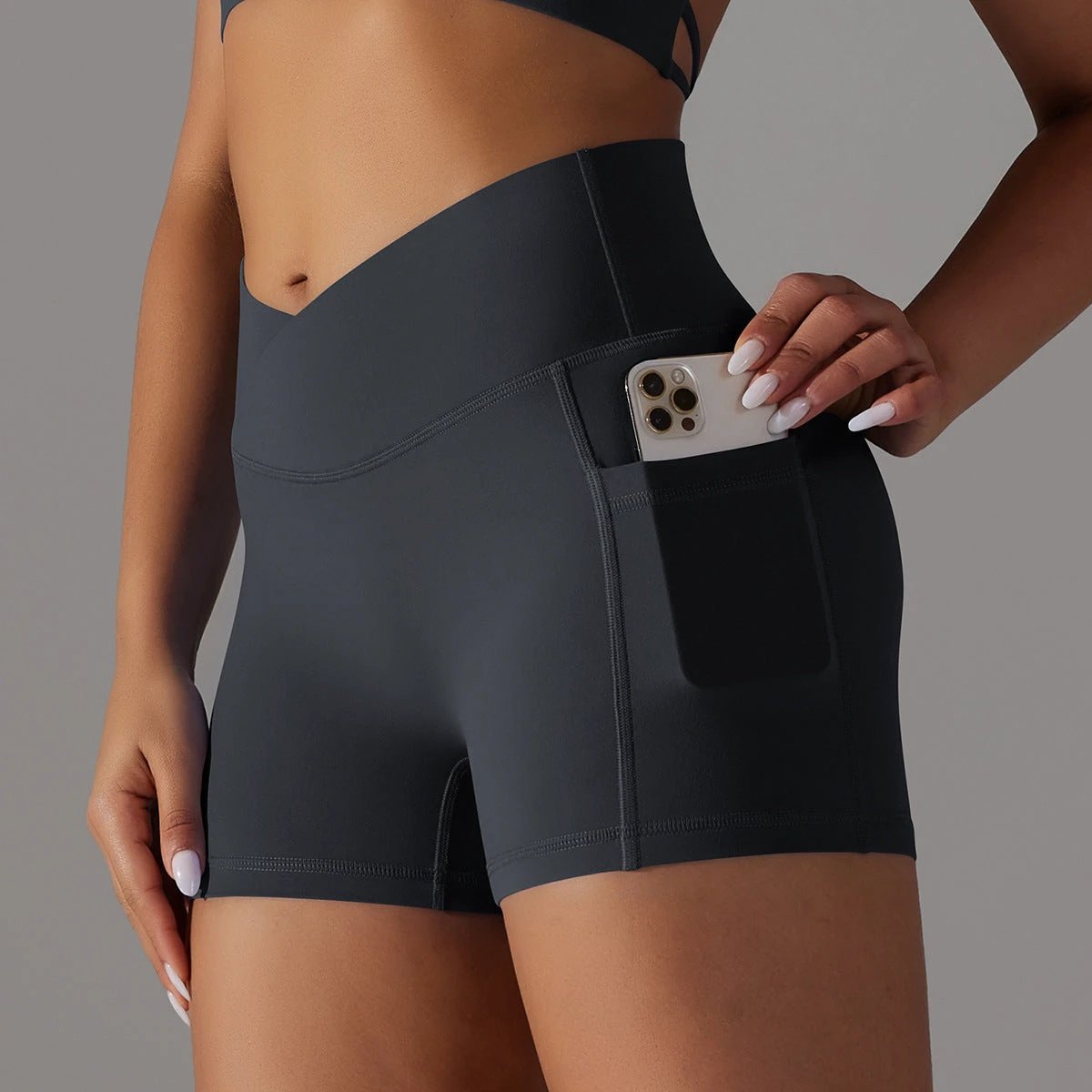 Yoga Shorts With Phone Pocket Design Fitness Sports Pants For Women Clothing by GJG Denim