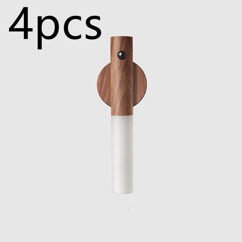 Auto LED USB Magnetic Wood Wireless Night Light Corridors Porch Lights PIR Motion Sensor Wall Light Cabinet Lamp by GJG Denim