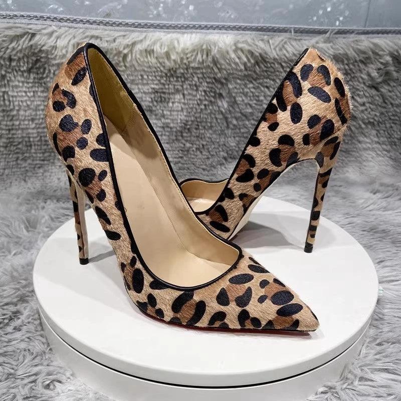 Suede Leopard Print High Heels For Women by GJG Denim