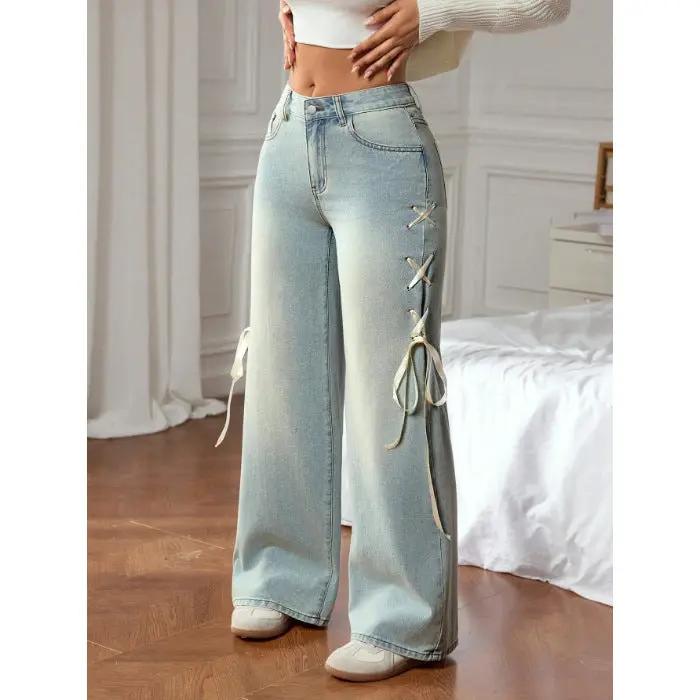 Casual Wide-leg Jeans Loose Fit by GJG Denim