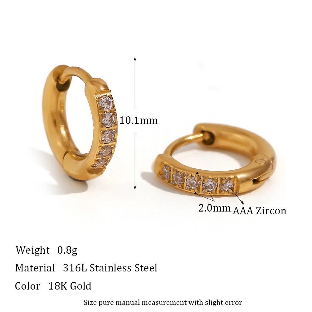 Women's Fashion Titanium Steel Rounded Edge Zircon Earrings by GJG Denim