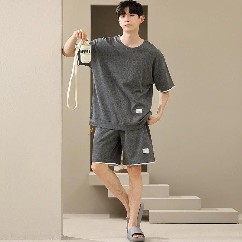 Men's Soft Short Sleeve Shorts Pajama Set by GJG Denim