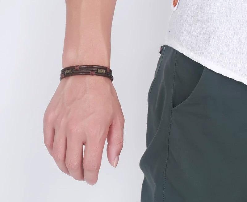 Retro Men's Braided Leather Bracelet by GJG Denim