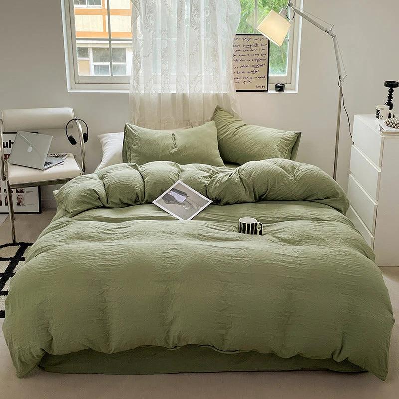 Solid Color Super Soft Washed Cotton Duvet Cover Four-piece Set by GJG Denim