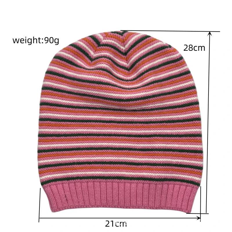 Men's Striped Knitted Warm Woolen Beanie by GJG Denim