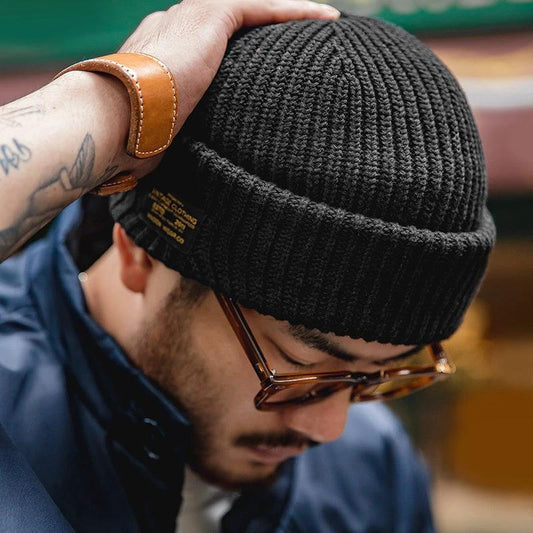 Vintage Knitted Melon Skin Warm Beanie by GJG Denim