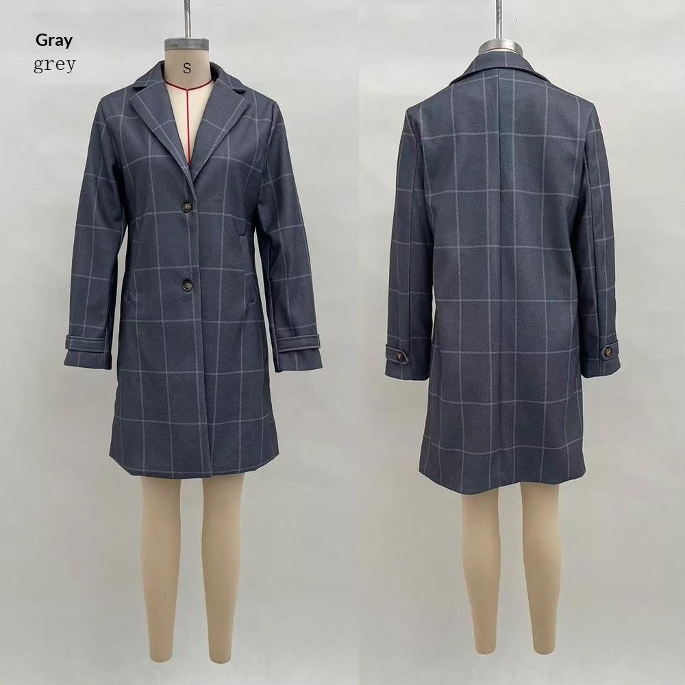 Plaid Mid-length Lapel Large Size Jacket by GJG Denim