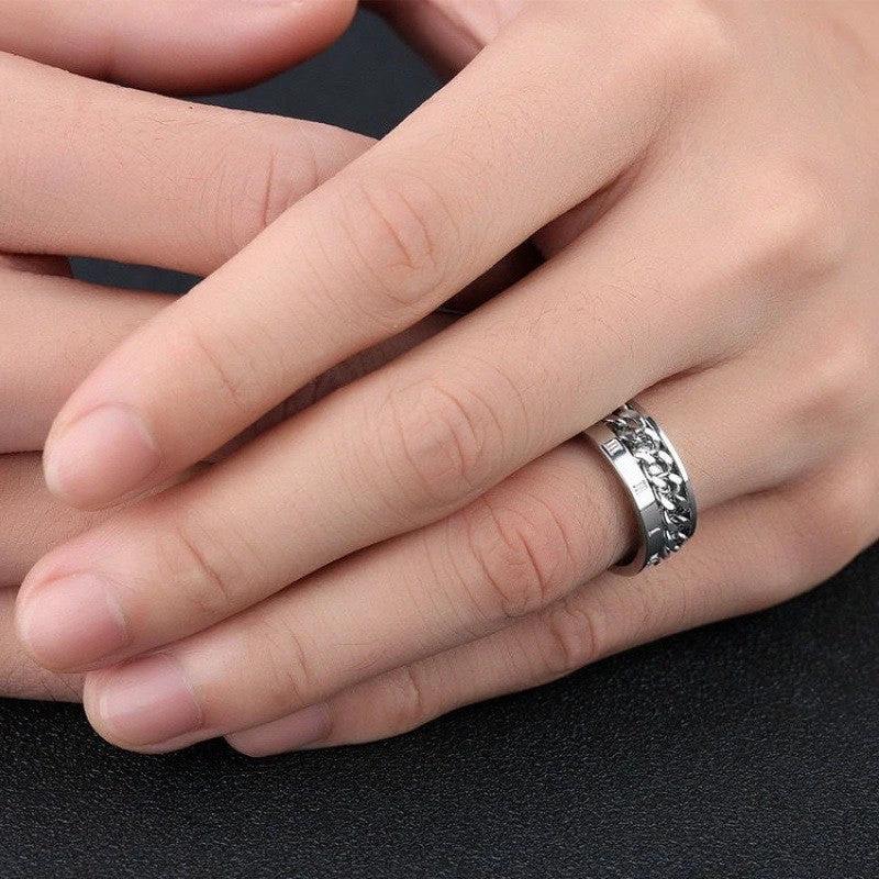 Fashionable Roman Numeral Chain Ring With Convertible Design For Men by GJG Denim