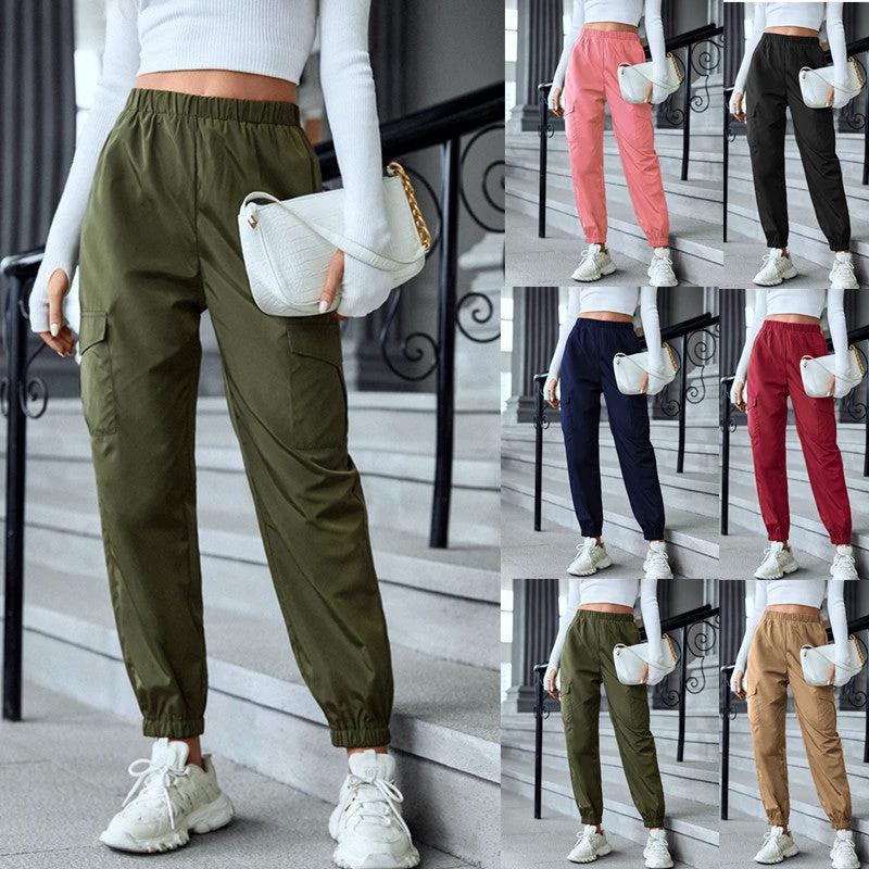 Multi-Color Casual Working Pants Multi-pocket Skinny Pants by GJG Denim